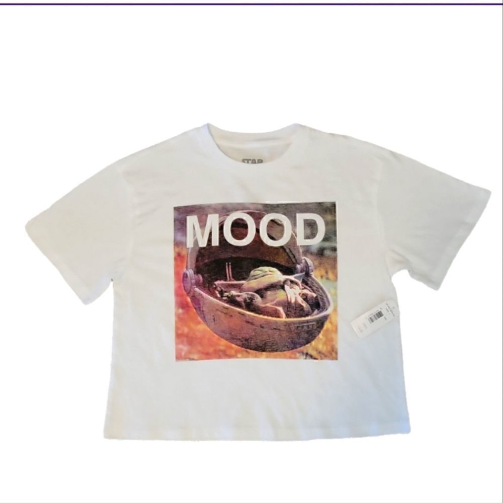 NWT STAR WARS "MAD ENGINE" BRAND  BABY YODA MOOD POD CROP TOP SZ.S